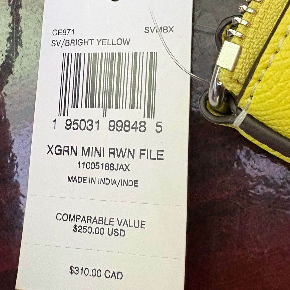 👜🆕👜 Coach Mini Rowan File Bag Crossbody Purse in Bright Yellow Leather - Picture 3 of 10